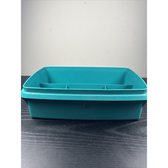 Vintage Tupperware 767-2 Organizer Rectangular Stow N Go Teal *Base Only - Picture 5 of 9